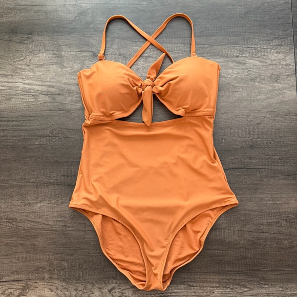 aerie Other - Aerie One-Piece Swimsuit Warm Rust Orange Tie Front Size Large